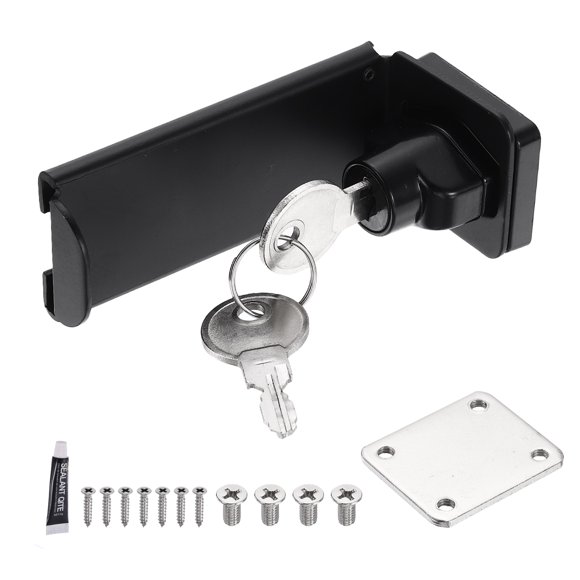 Uxcell 90 Degree Hasp Latch, 3 Inch Alloy Steel Right Angle Padlock Clasp Door Hasp Latch Lock with Screws One-Piece Lock for Push Sliding Barn Shed Door Cabinet Closet, Black