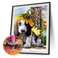 thumbnail image 2 of 5D DIY diamante pintura completo redondo taladro bienvenida perro pared decoración Rhinestone arte Hugtrwg Para estrenar, 2 of 9