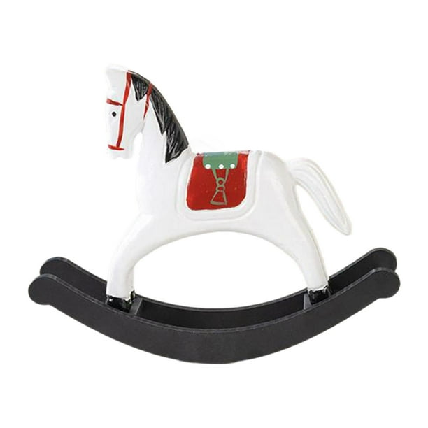 Estatua de caballo mecedor, figura decorativa, coleccionable, versátil, de madera. blanco
