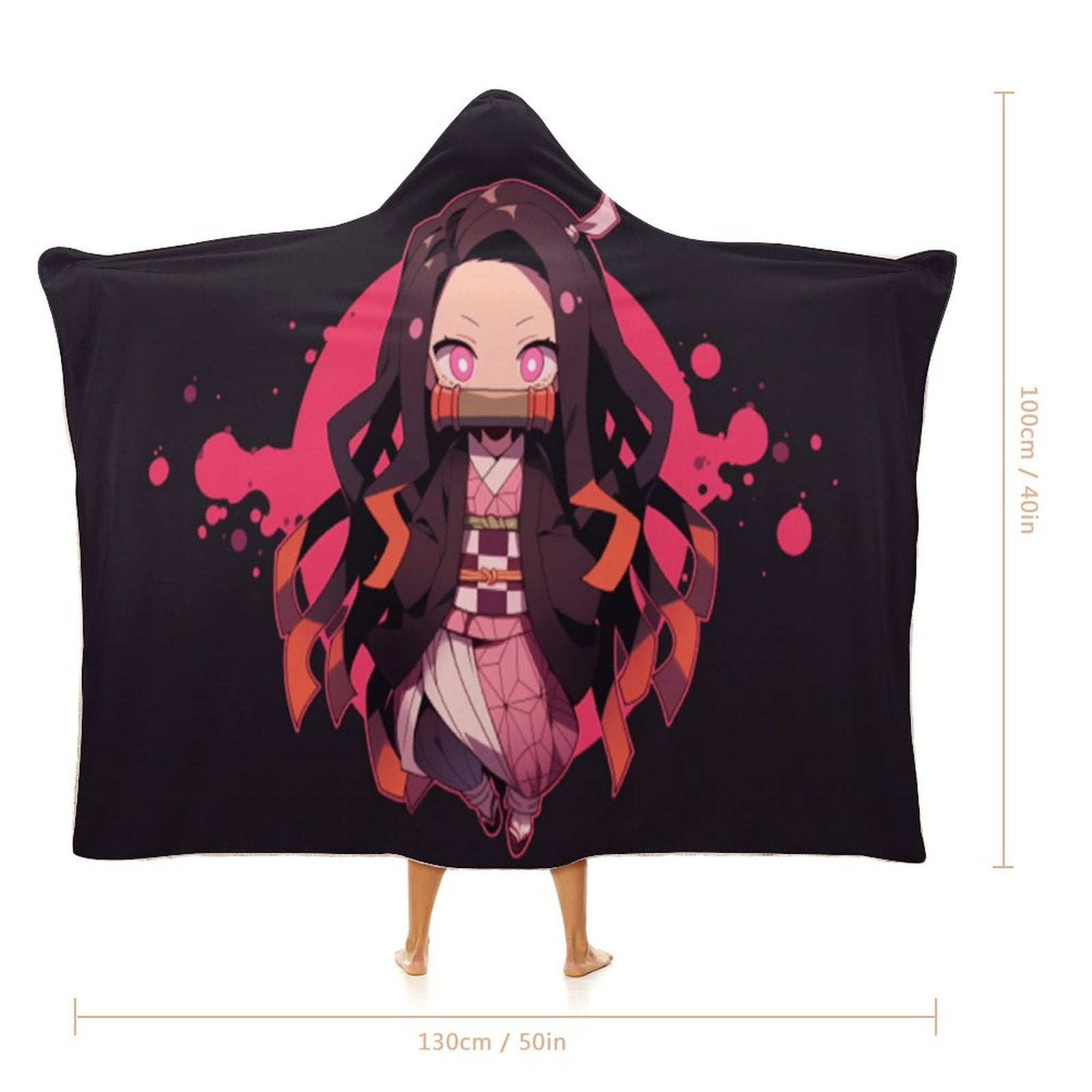 Demon Slayer Wearable Blanket Cloak Arctic Velvet Hooded Blanket Soft Fuzzy Hoodie Blanket Cape for Adults Kids 40"x50"