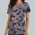 thumbnail image 2 of Stamzod Women's Halloween Scrub Top Cross V Neck Short Sleeve Womens Tops Funny Printed Slim Fit Nurse T-Shirt with Pockets, 2 of 5