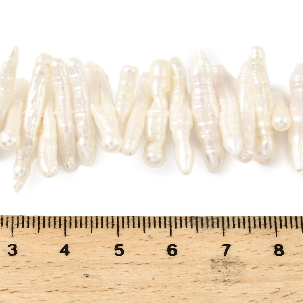 1 Strand Natural Baroque Keshi Pearl Beads Strands Stick Seashell Color 11~28x2.5x2.5mm Hole: 0.5mm about 102~142pcs/strand 14.76~16.14''