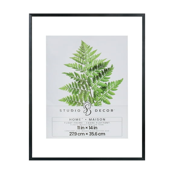 11" x 14" Home Black Metal Float Picture Frame by Studio Decor - Includes Pre-attached Hanging Hardware - Horizontal or Vertical Display - 1 Pack