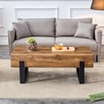 thumbnail image 4 of TesNus Rectangle Rustic Coffee Table, Modern Farmhouse Wood Simple Coffee Table with Metal Legs, Center Table for Living Room, 4 of 18