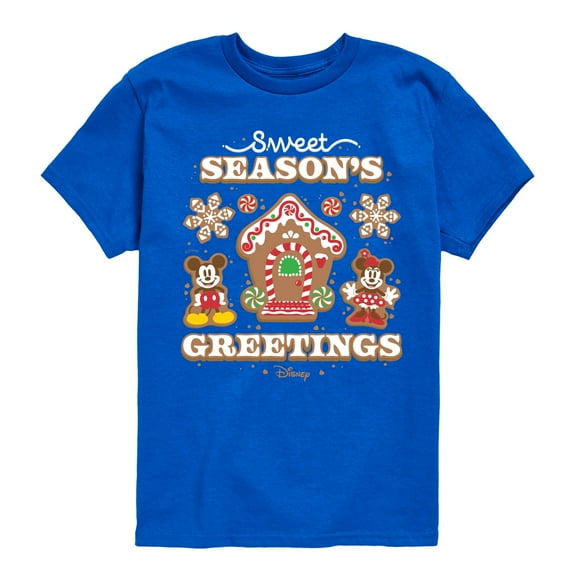 Disney - Mickey and Minnie Sweet Seasons Greetings Christmas - Toddler & Youth Short Sleeve Graphic T-Shirt