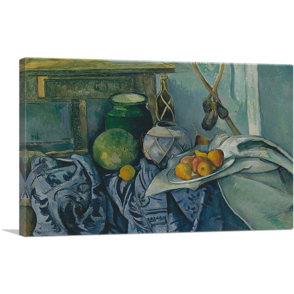 Paul Cezanne Still Life Canvas Print with Ginger Jar and Eggplants