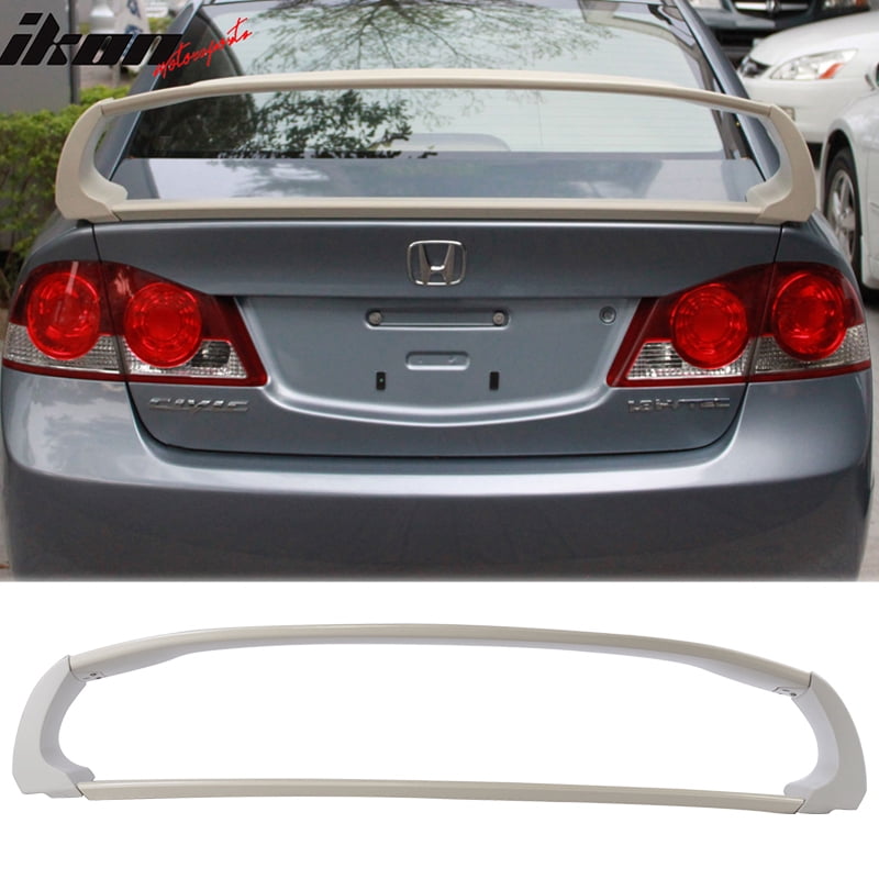 For 06-11 Civic Sedan Mugen RR Rear Spoiler FD2 FA2 W// Black Emblems ABS Plastic