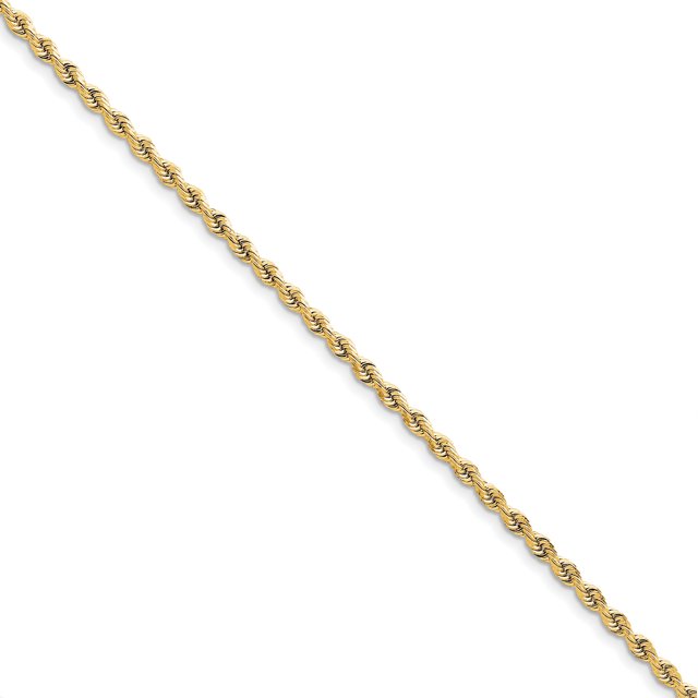 10K Yellow Gold 3.35mm Diamond Cut Quadruple Rope Chain Bracelet 8 Inch