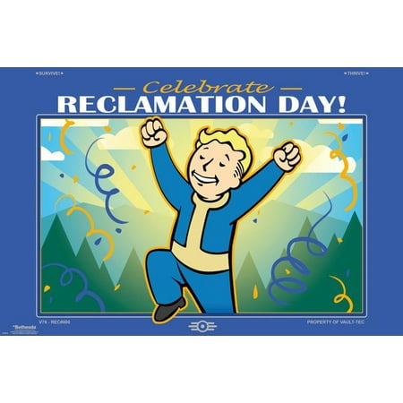 - Fallout 76 - Gaming Poster / Print (Celebrate Reclamation Day! - Vault-Boy) (Size: 36