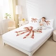 thumbnail image 4 of Manfei Ribbon Bowtie Bowknot Twin Sheet Sets,Retro Bow Twin Fitted Sheet,White Beige Orange Flat Sheet For Kids,Microfiber Bedroom Decor,3-Piece, 4 of 7