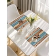 thumbnail image 5 of Western Texas Star Retro Placemats Set of 6, Country Farmhouse Light Blue Brown Wooden Placemats for Dining Table, Place Mats for Kitchen Tabletop, Waterproof Wipeable Dining Table Mats Set, 5 of 9