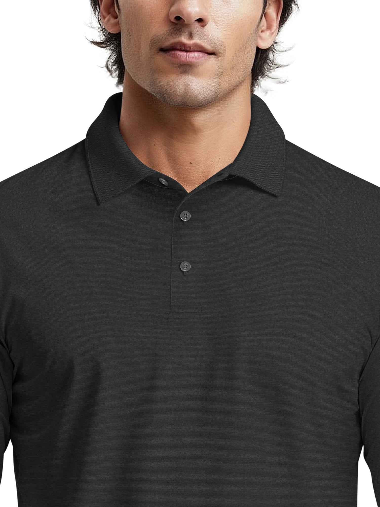 Ben Hogan Men's & Big Men's Performance Long Sleeve Heather Stripe Polo – Moisture Wicking, Easy Care, S-5XL