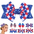 thumbnail image 2 of Staki July 4 Hair Clips Hair Bows for Girls 4th of July Sequin Hair Bow Sparkly Cheer Barrettes Hairpins for Girls Kids Children Independence Day Gift,Dark Blue, 2 of 7