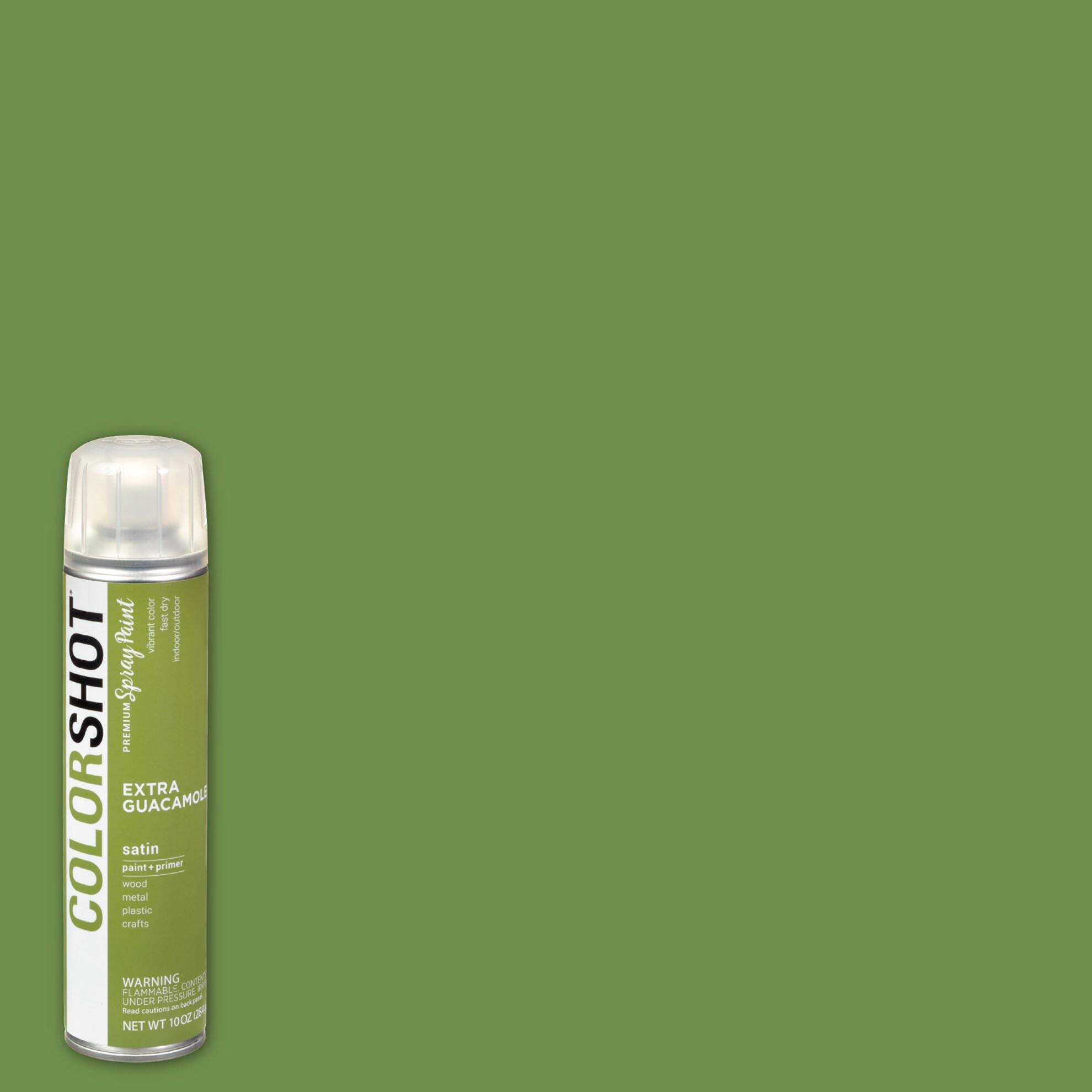 COLORSHOT Satin Spray Paint, Extra Guacamole (Avocado) 10 oz. 4 Pack, Fast-Drying Acrylic Paint, Indoor & Outdoor Use