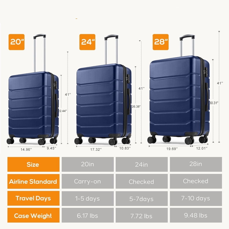 Aidoly 20 Inch Carry-On Luggage, Expandable Lightweight Suitcase with TSA Lock, Hard Shell Luggage with Spinner Wheels, Blue
