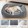 thumbnail image 4 of Washable Dog Beds for Medium Sized Dogs, Cat Beds for Indoor Cats, Rectangle Pet Beds with Anti Slip Bottom, Gray, 30"x24"x9", 4 of 7