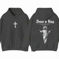 thumbnail image 2 of Jesus Is King Hoodie Unisex - Two-Sided Christian Graphic Pullover Hoodie with Bible Verse Revelation 22:13, 2 of 6