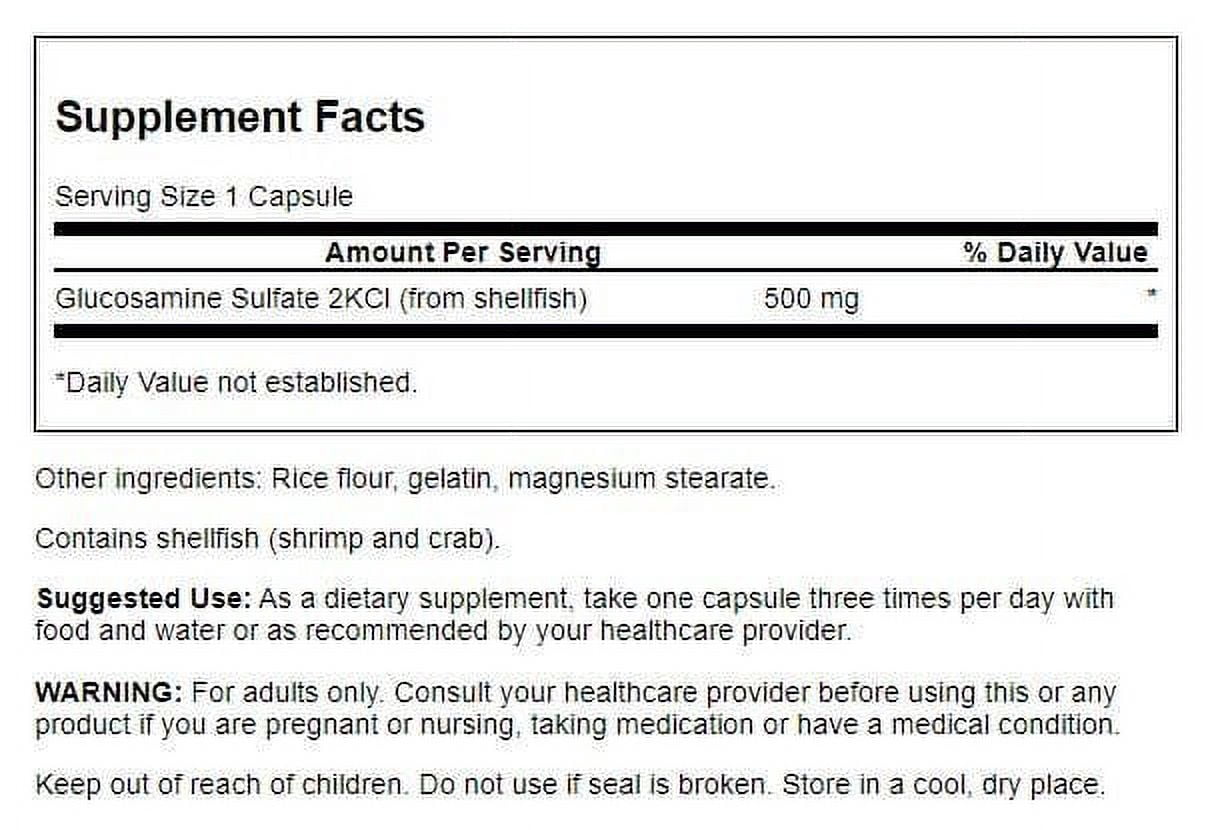 Swanson Glucosamine Sulfate 2Kcl 500 mg 400 Caps 2 Pack