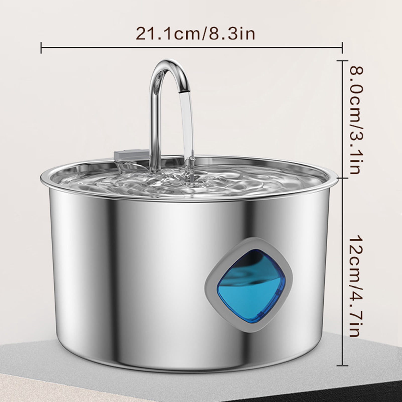 YIFAEUX Cat Water Fountain 3.2L/108oz Purify Water Fountain Stainless Steel Drinking Fountain with Silent Water Pump Healthy Living Water for Home Indoor Cats