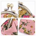 thumbnail image 3 of Coin Pouch Canvas Card Purse Clasp Closure Classic Rose Pattern Keys Wallet Gift Round, 3 of 7