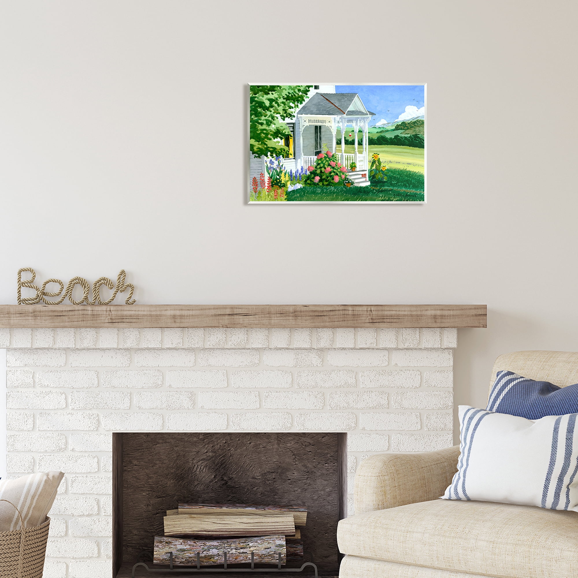 Stupell Industries Cottage Garden Painting Nature Painting Unframed Art Print Wall Art, 19 x 13