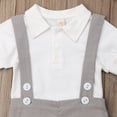 thumbnail image 5 of Newborn Baby Boys Polo Romper Tops Suspender Pants Button Gentleman Bow-Knot Outfits, 5 of 7