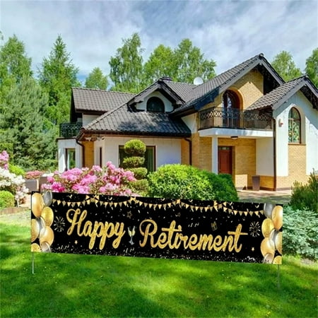 Retirement Banner Party Background Photo Party Decoration Curtain Hanging Flag