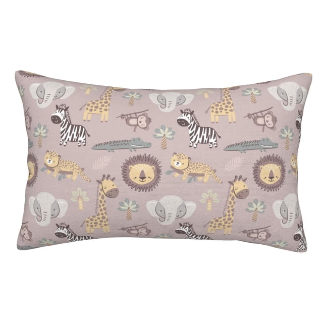 Lsque Safari Animals Pattern Bedding Waterproof Pillow Protector Zippered Queen – Bed Bug Proof Pillow Encasement-16"x24"