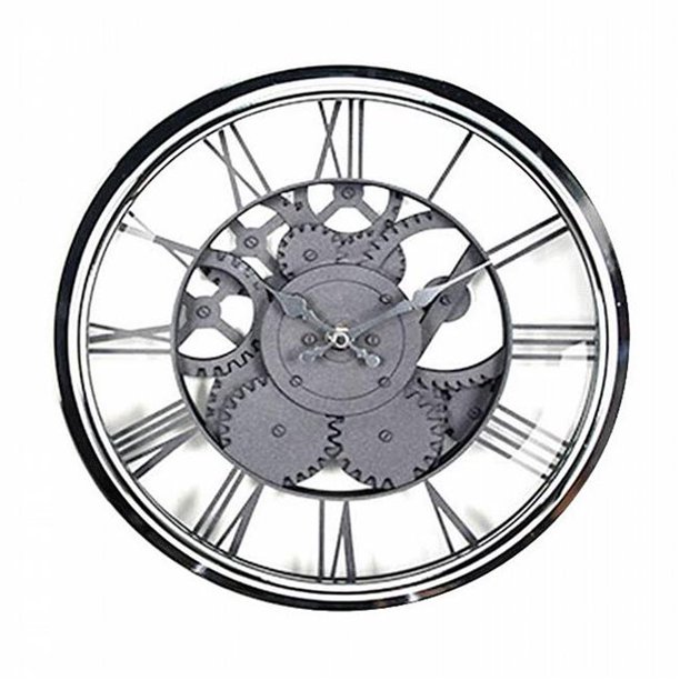 Waltham WAC982D 12 in. QA Chrome Case with See Thru Faux Gears Wall