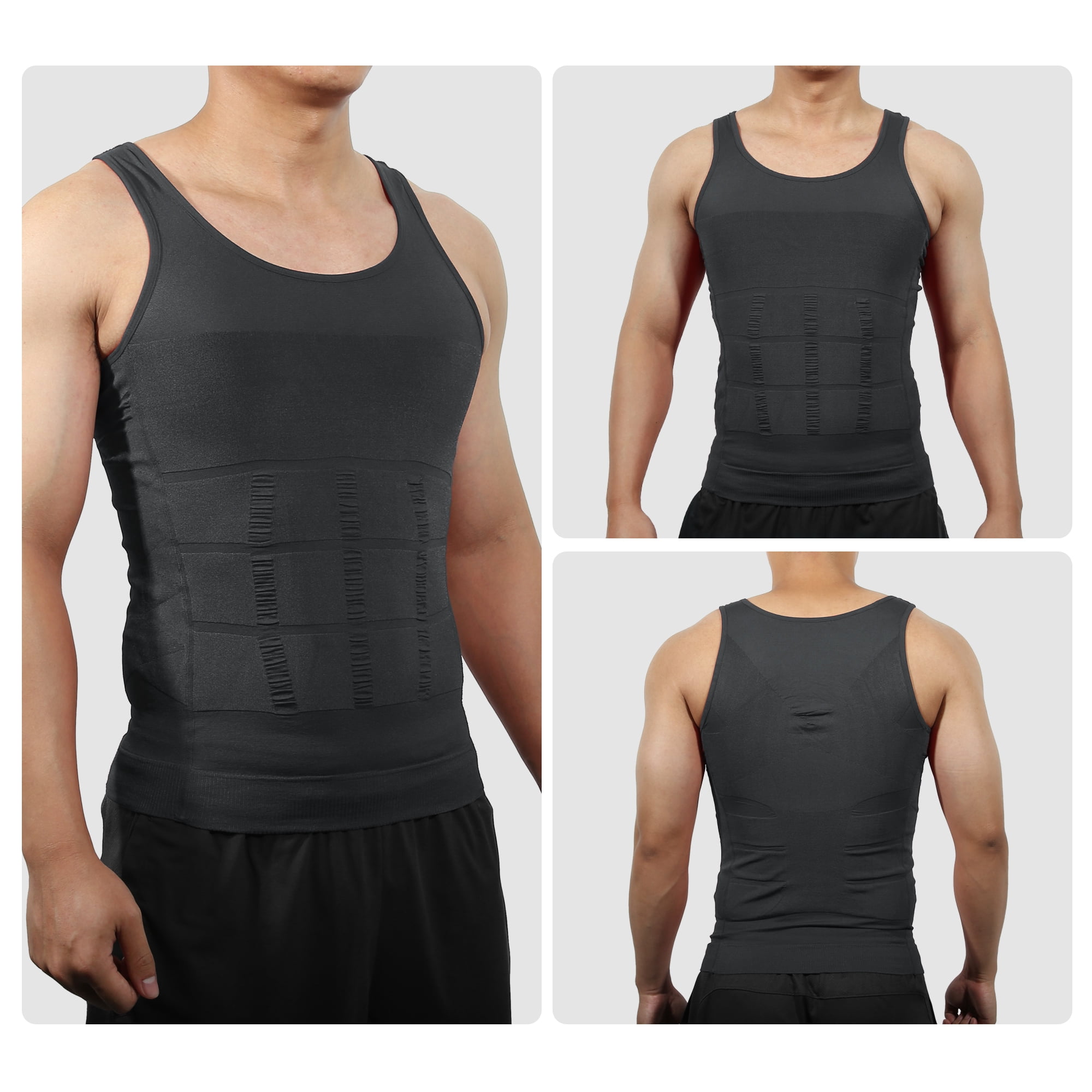 Unique Bargains Men Body Slimming Tummy Shaper Underwear Stretch Shapewear Waist Girdle L Gray
