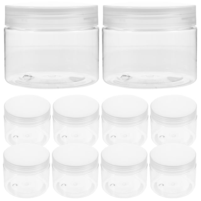 GOOHOCHY 10 tarros de almacenamiento de PET para cocina, transparentes, prácticos y vacíos, 200 ml