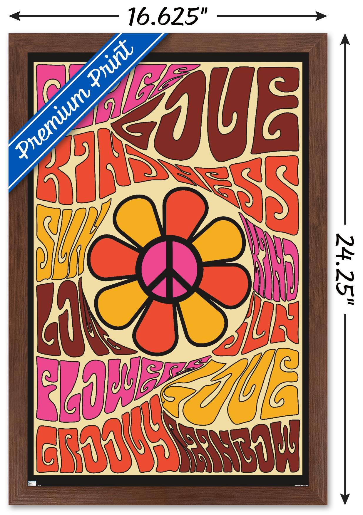 Peace, Love, and Kindness Wall Poster, 14.725" x 22.375" Framed