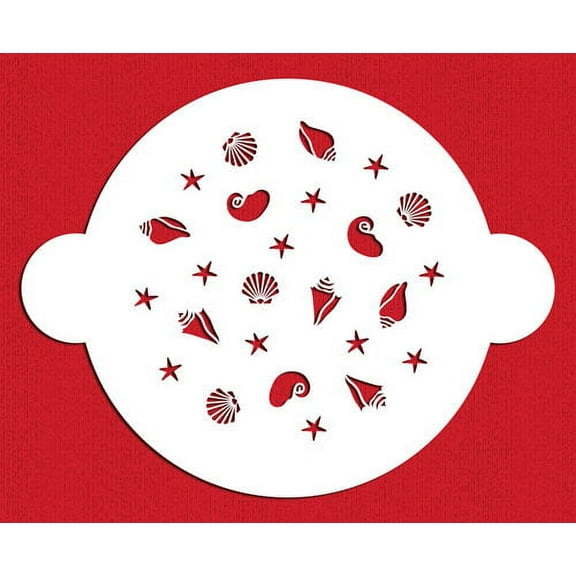 Designer Stencils C133 Seashell Cake Stencil Top, Beige/semi-transparent