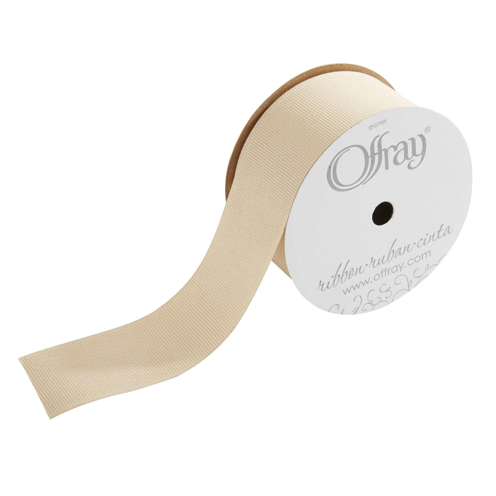 (3 pack) Offray Ribbon, Natural Tan 1 1/2 inch Grosgrain Polyester Ribbon, 12 feet