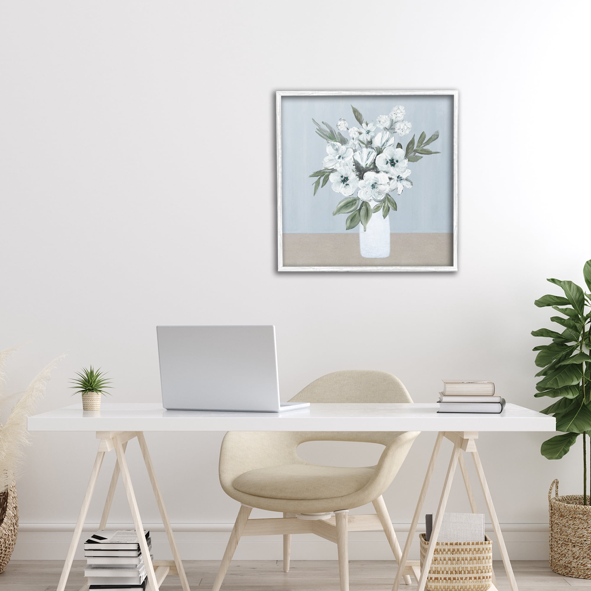 Stupell Industries Cerulean & White Blooms White Framed Giclee Art, design by Marilyn Dunlap