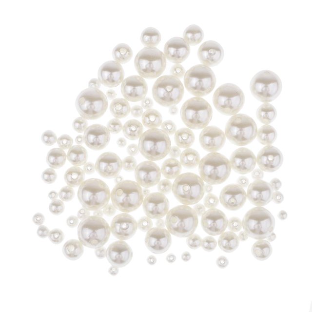 100 piezas blancas s rellenos de florero perlas imitadas perlas fabricación de joyas perla decoración del hogar artículo popular regalo hecho Baoblaze Perlas de perlas redondas blancas