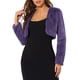 thumbnail image 1 of CHAQUETA CORTA DE FALSO PELO SIN CUELLO DE MANGA LARGA PARA MUJERES INSPIRADA EN CHIC TALLA XS MORADO, 1 of 6