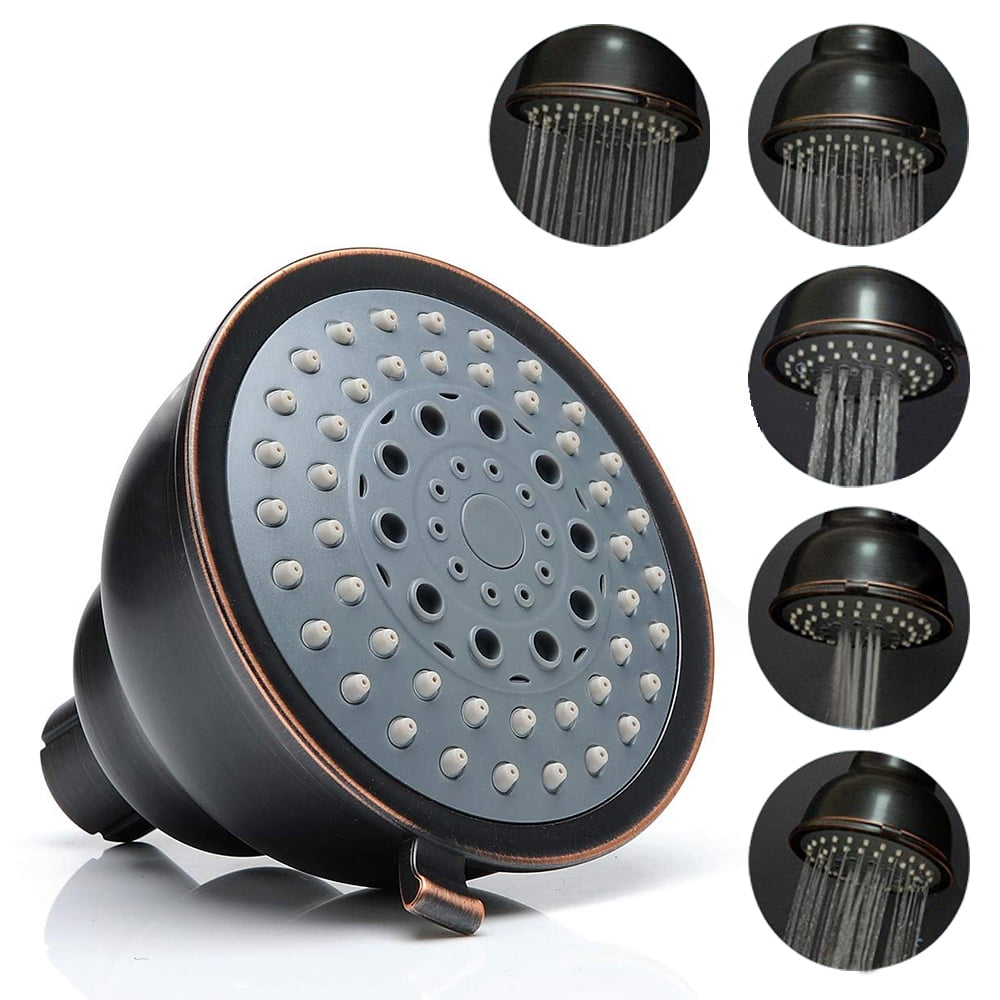 High Pressure Shower Head 4 Inch 5 Settings Adjustable Bathroom Shower