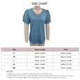 thumbnail image 3 of Camiseta con cuello en V para mujer, mangas cortas abombadas, empalme de encaje, Color puro, holgada, camiseta de verano, verde pavo real L, 3 of 3