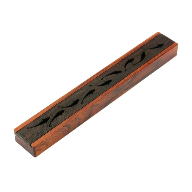 Caja de almacenamiento de líneas de soporte de quemador de madera Estuche de soporte de líneas de soporte para tapa de pescado