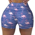 thumbnail image 2 of Fotbe Flamingo Shorts Sin Costuras – Shorts Deportivos de Cintura Alta para Mujer, Elásticos para Gimnasio, Yoga, Running o Ciclismo-Large, 2 of 8