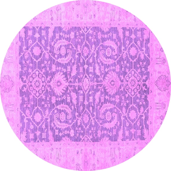 Ahgly Company Indoor Round Oriental Purple Traditional Area Rugs, 6' Round
