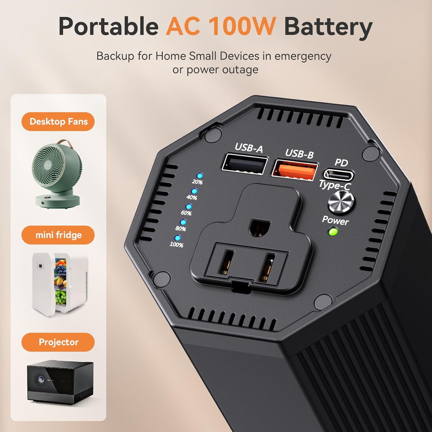 “PADJYYUSZ” P8 100W Portable Power Bank with AC Outlet - 27000mAh/98Wh, 65W PD Fast Charging, Laptop Power Bank for MacBook, HP, Notebooks, Camping, Travel & Emergency Use