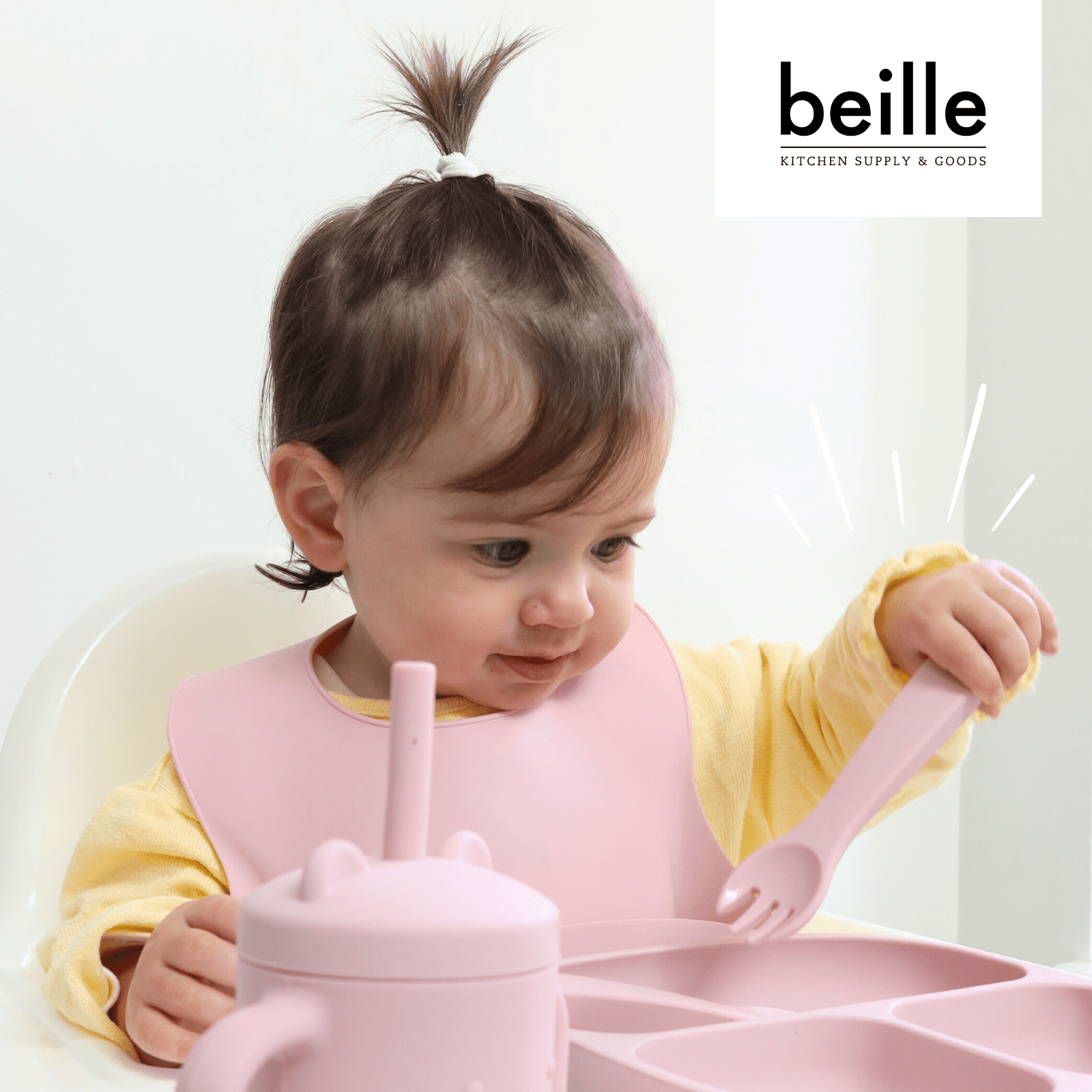 Beille 1pc Green Baby Feeding Essentials Panda Food Grade Silicone Suction Plate