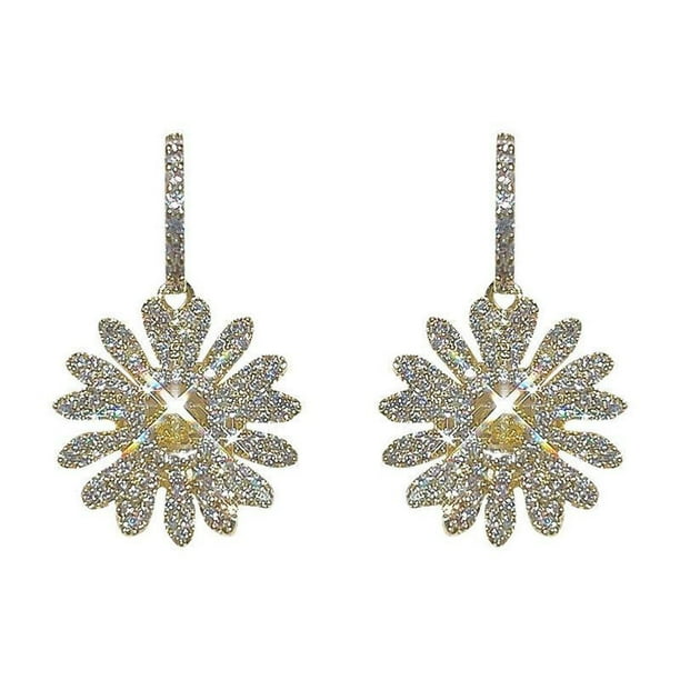 Pendientes para mujer, regalos para mujer, pendientes de diamantes de imitación, pendientes de flores con forma de corazón para niña dulce, pendientes colgantes