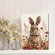 thumbnail image 2 of Qisvanset 12x16 Inch 2D Flat Framed Canvas Art, Beige Bunny Floral Minimalist Girl Nursery Home Wall Art Decor, 2 of 5