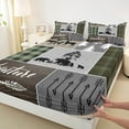 thumbnail image 3 of Manfei Jungle Animal Bear Queen Sheet Sets,Adventure Camping Flat Sheet,Retro Patchwork Grid Queen Fitted Sheet For Boys,Luxury Bedroom Decor,4-Piece, 3 of 7