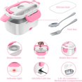 thumbnail image 4 of Electric Lunch Box 60W Food Warmer Heater 12V 24V 110V Faster Heated Lunch Box for Car/Truck/Home Portable Heating Boxes with 1.5L 306 SS Container Fork & Spoon, 4 of 7
