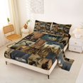 thumbnail image 2 of Castle Fairy Vintage Cabin Patchwork Forest Animal Queen Sheets 4 Pieces,Elk Bear Pine Cone Camper Lantern Queen Sheet Sets,Sepia Brown Cream,1 Fitted Sheet, 1 Flat Sheet and 2 Pillowcases, 2 of 6