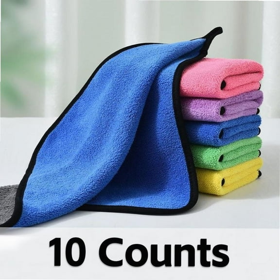10 Counts Thick Cleaning Cloth,Towels for Cars,Rags for Kitchen,Lint Free Microfiber,Polishing Waxing Dry for Cars Absorbent Towel,Rags for House,Random Color